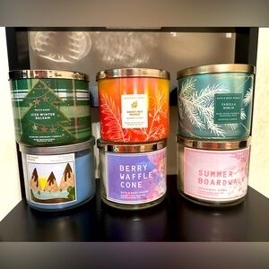 Bath and body works 3 wick candles. Lot of 6
